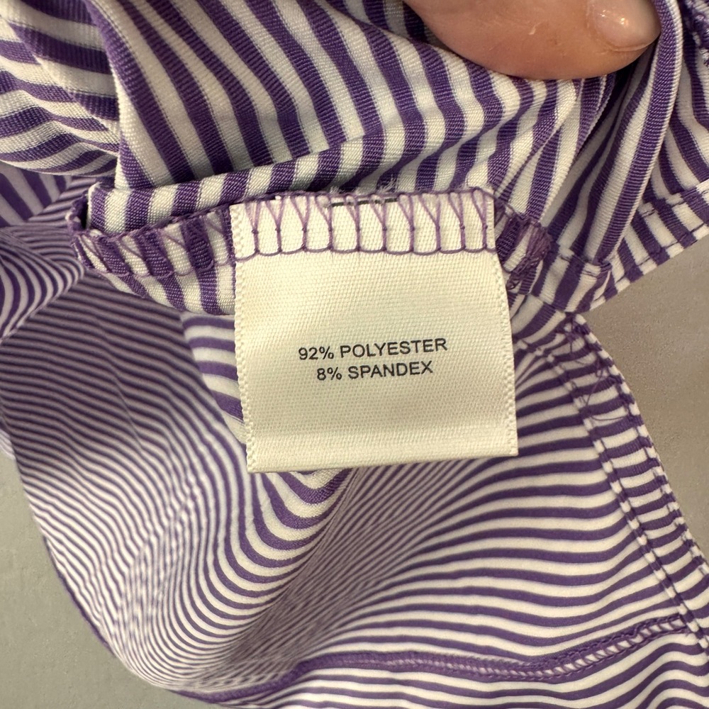 Peter Millar Summer Comfort Polo Shirt Purple Striped Golf Mens XL - Picture 5 of 7
